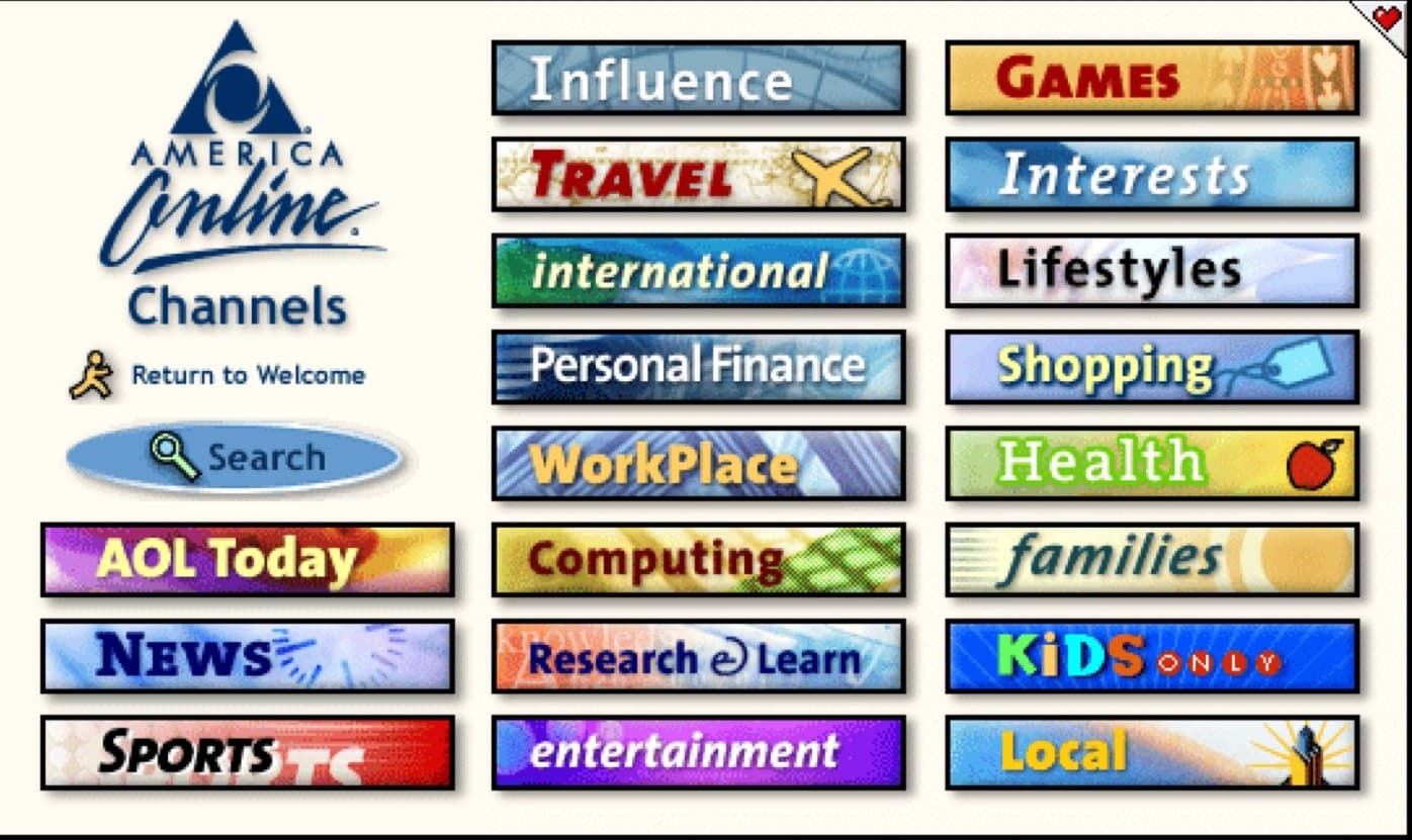 old AOL channel page